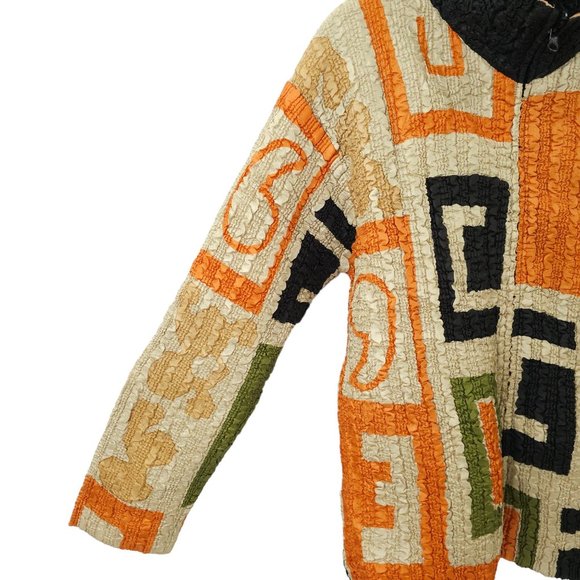 Pleats Collection Pings Imports Crinkle Stretch Geometric Full Zip Jacket Womens - Picture 11 of 16